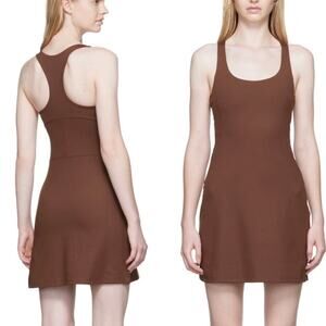 Girlfriend Collective Paloma Dress Brown NWT Built In Shorts